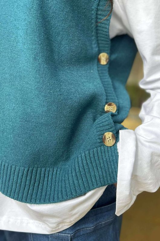 Meridith Button Side Knit Teal /9=